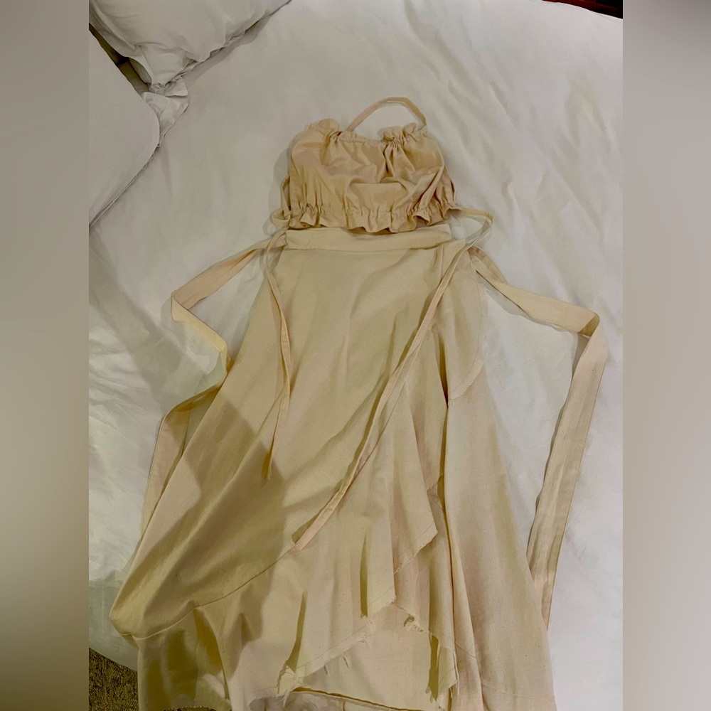 Off white Linen two piece skirt and top wrap set